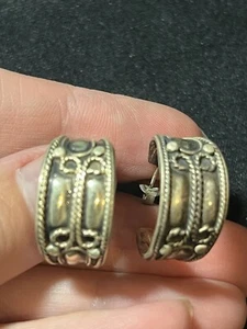 glatte strukturierte verzierte Wirbel Creolen 925 Sterling Silber Ohrstecker Post Ohrringe Mexico - Bild 1 von 13