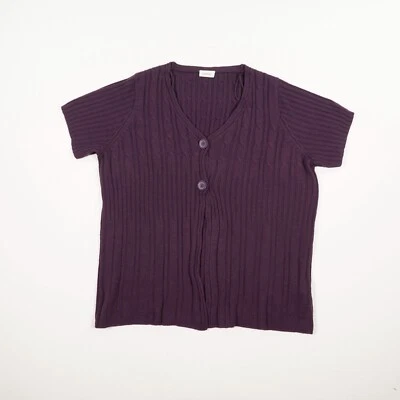 CANDA C&A Damen Cardigan Strickjacke Gr. 52/54 lila Kurzarm V-Ausschnitt Acryl - Bild 1 von 4