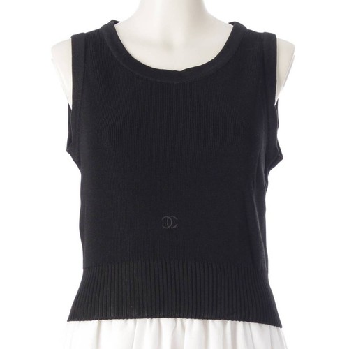 Maglione maglia senza maniche CHANEL 96P COCO Mark Best P06441 nero 42