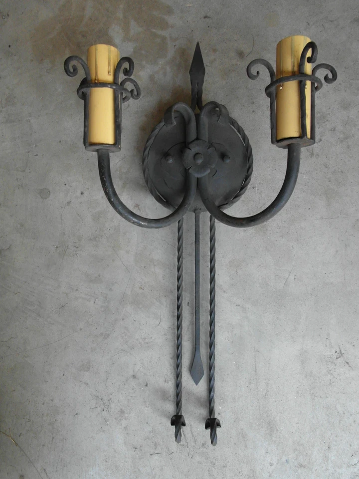 ALTA LINTERNA LÁMPARA APLIQUE PARED RENACIMIENTO ESPAÑOL HIERRO FORJADO ESTILO AÑOS 20 PERSONALIZADO  Foto 1 de 4