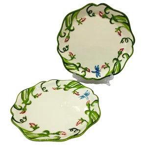 Temptations By Tara LOT Of 2 Dragonfly 8" Salad Luncheon Plate QVC Retired - Picture 1 of 4