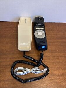 VTG 70s GTE Black & Cream Slimline Trimline Desk Phone Rotary Dial TESTED!