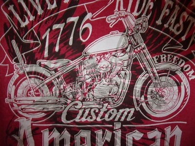 MOTORCYCLE RIDE FAST LIVE FREE red M 38 40 sleeveless t shirt - Image 1 of 2