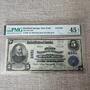 Billete de banco nacional de Nueva York Richfield Springs 1902 Ch 2651 PMG 45 EPQ - Imagen 1 de 6
