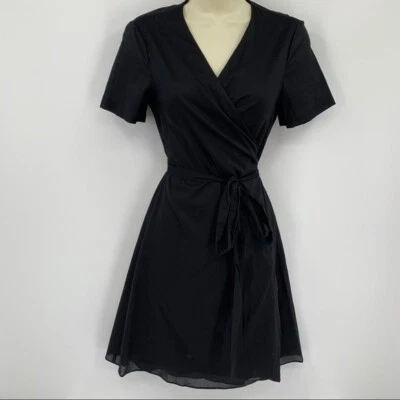 DVF Diane von Furstenberg Saville Vestido Negro Algodón Envolvente Mini Nuevo X-pequeño 0 2 Foto 1 de 4