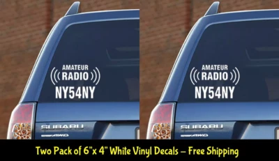 SIGNAGE CAFE Amateur Radio Call Sign Signal 2 Pack 6" White Decal HAM Radio Scanner Shortwave