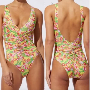 SOLID & STRIPED The Lucia Ruched One Piece Ruched Swimsuit Floral Print XS NWT - Picture 1 of 1