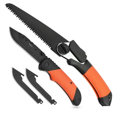 Conjunto de serra de faca dobrável 3 lâminas aderência macia para acampamento ao ar livre caminhadas sobrevivência - Imagem 1 de 4