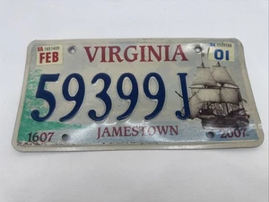 2000’s Virginia Jamestown License Plate 59399 J Ship Boat Optional - Picture 1 of 1
