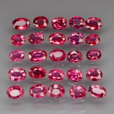 Oval 3x2.5 mm.UNHEATED Natural Top Red Pink Ruby Thailand 20Pcs/2.72Ct. - Image 1 of 4