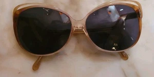 Vintage 60s GIVENCHY France Brown Blue Swoop Butterfly Parisian Oversize Glasses - Bild 1 von 3