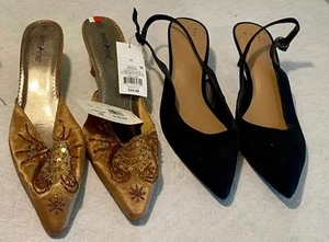 2 pairs women’s shoes NEW tags heels pumps slip on size 10 size 11 - Picture 1 of 5