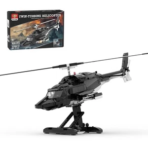 Bell 222 Military Helicopter Model with Holder, Collectible Airplane Building... - Foto 1 di 9