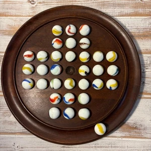 30cm Dark Wood  Board Solitaire with Old Glory 22mm Marbles - Bild 1 von 1