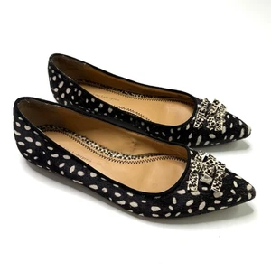 Pilcro Flats Shoes Size 6 Black Fawn Print Calf Hair Pointed Toe Deer Leopard - Picture 1 of 13
