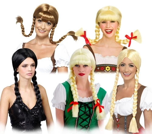 Plaited Oktoberfest Wigs Ladies Fancy Dress Bavarian Womens Adults Costume Wigs Foto 1 de 1