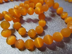 Orange Cat's Eye Faceted Round 6mm Beads 71pcs - Picture 1 of 1