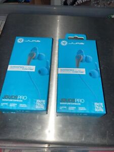 2 JLab JBuds Pro Signature Earbuds Blue Noise Isolate 3 Size Tips & Cush Fins
