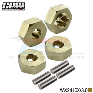 GPM Brass 3mm Thick Wheel Hex Hubs Set For AXIAL 1/24 AX24 XC-1 Crawler Brushed - Picture 1 of 4