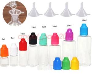 10ml 30ml 50ml 60ml Empty Plastic Liquid Dropper Bottle Childproof Cap PET - Picture 1 of 14