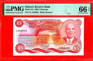 Malawi 5 Kwacha 1983 p15e GEM UNC PMG 66 EPQ  (15 929) - Picture 1 of 2
