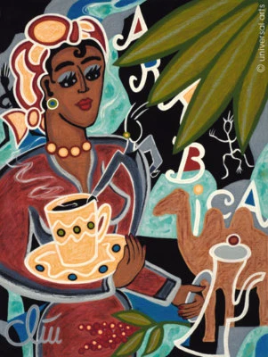 JACQUELINE DITT - Mocca Arabica A4 DRUCK n.Gemälde Bild Kaffee Bilder coffee art - Bild 1 von 3