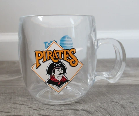 Pittsburgh Pirates Vintage 90's Clear Plastic Promotional Mug AT&T MLB Cover