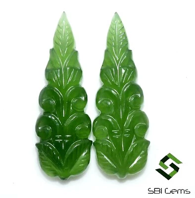 31x11 mm Natural Sarpantine Hand Made Carving  22.00 Cts Green Loose Gemstone - Image 1 of 4