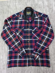 Vintage 80s Backpacker Outdoors Acrylic Button Up Flannel Shirt Plaid Grunge M - Picture 1 of 9