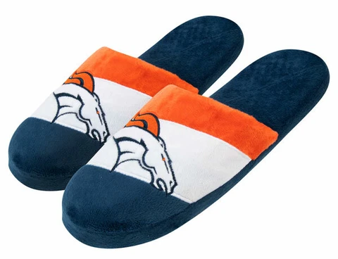FOCO NFL Denver Broncos Mens Slippers Pair Size 11/12 Slip On Hard Sole Cover