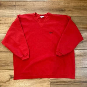 Vintage 80s Nike Red Crew Neck Sweatshirt Youth Size L (14-16) Pullover USA Made - Picture 1 of 10