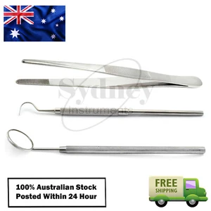 Dental Explorer-Scaler Probe 23+Mouth Mirror With Handle Cotton Dressing Tweezer - Picture 1 of 4