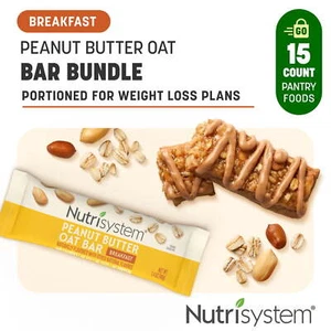 Nutrisystem Peanut Butter Oat Bars Chewy Breakfast Bars for Weight Loss 15 Count - Picture 1 of 7