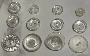 Vintage Clear Depression Crystal Glass Crafting Buttons Vic2-37 - Picture 1 of 8