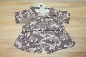 Build A Bear Workshop Clothes, Khaki Digital Camo Uniform with USA Flag and Tag - Picture 1 of 3