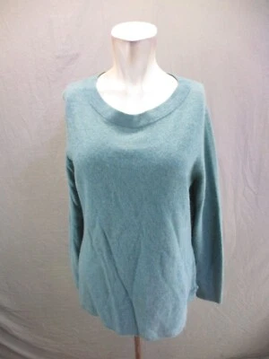 Suéter de manga larga ISAAC MIZRAHI talla M para mujer verde azulado 100 % cachemir cuello barco 084 Foto 1 de 4