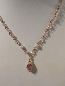 Collar de perlas y cristal rosa Marvella Petite vintage - Imagen 1 de 7
