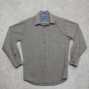 Camisa de lana Pendleton Air Loom para hombre gris medio a cuadros manga larga con botones - Imagen 1 de 9