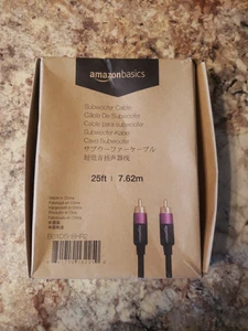 Gold SUBWOOFER 25 Foot Cable From Amazon Basics - Picture 1 of 2