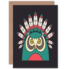 Abstract Owl Head Native American Design Blank Greeting Card With Envelope
