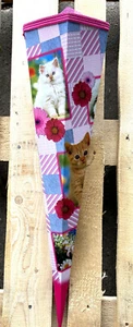 Schultüte 82cm 6-eckig Zuckertüte Schule Einschulung Schulanfang Katze Kätzchen - Bild 1 von 9