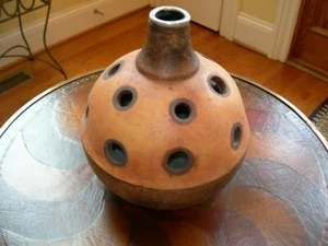 Maitland Smith Round Body Apricot and Brown Vase    # 2143-406 - Picture 1 of 8