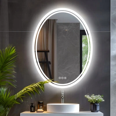 Espejo de baño LED con luces Stepless regulable pared maquillaje espejos antiniebla Foto 1 de 4