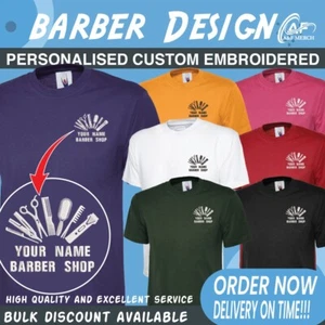 Personalisiert Bestickt T-Shirt Ihr Text Schnitt Beauty Salon Spa - Picture 1 of 43