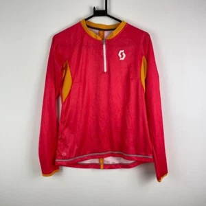 SCOTT Mujer Ciclismo Cuarto Cremallera Rojo Rosa Top Camiseta Talla Mediana M - Imagen 1 de 4