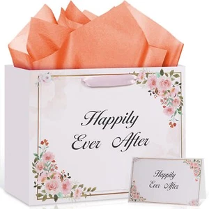 Bride Gift Bag Bridal Shower Gift Bags with Tissue Paper and Greeting Cards L... - Picture 1 of 7