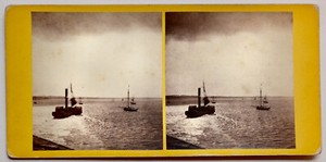 Stereoscopic View, Stereo View Card, Ryde Pier Isle of Wight Ship, Boat UK