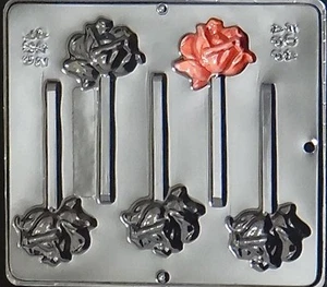 Bloomed Rose Lollipop Chocolate Candy Mold 247 NEW - Picture 1 of 2