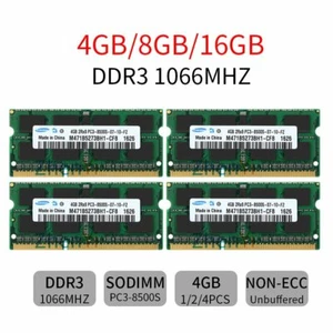 16GB 8GB 4GB 2GB PC3-8500S DDR3 1066 1.5V SO-DIMM Laptop RAM For Samsung Lot UL - Picture 1 of 14