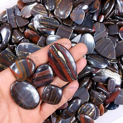 20 Pcs Natural Iron Tiger Eye Mix Shape Loose Cabochon Gemstone Lot 15-40mm - Image 1 of 4